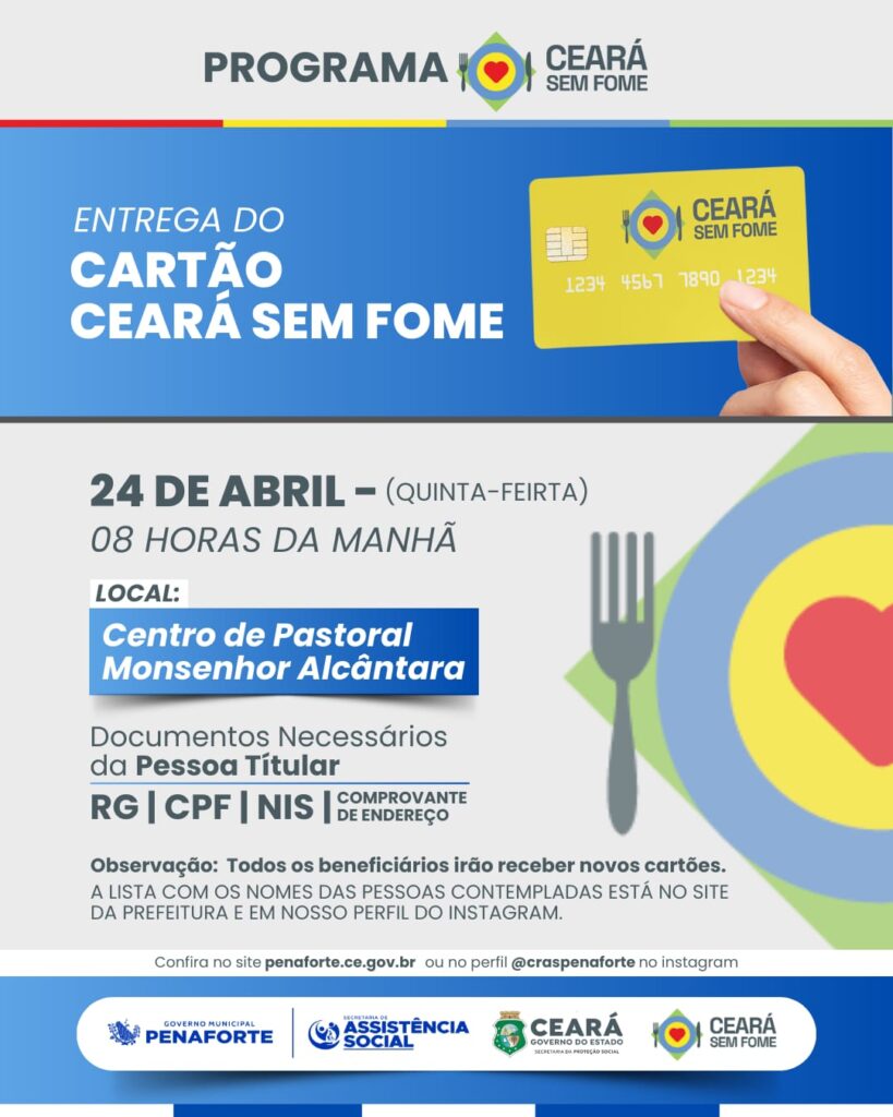 Lista Entrega do Cartão Ceará sem Fome 24/04/2025